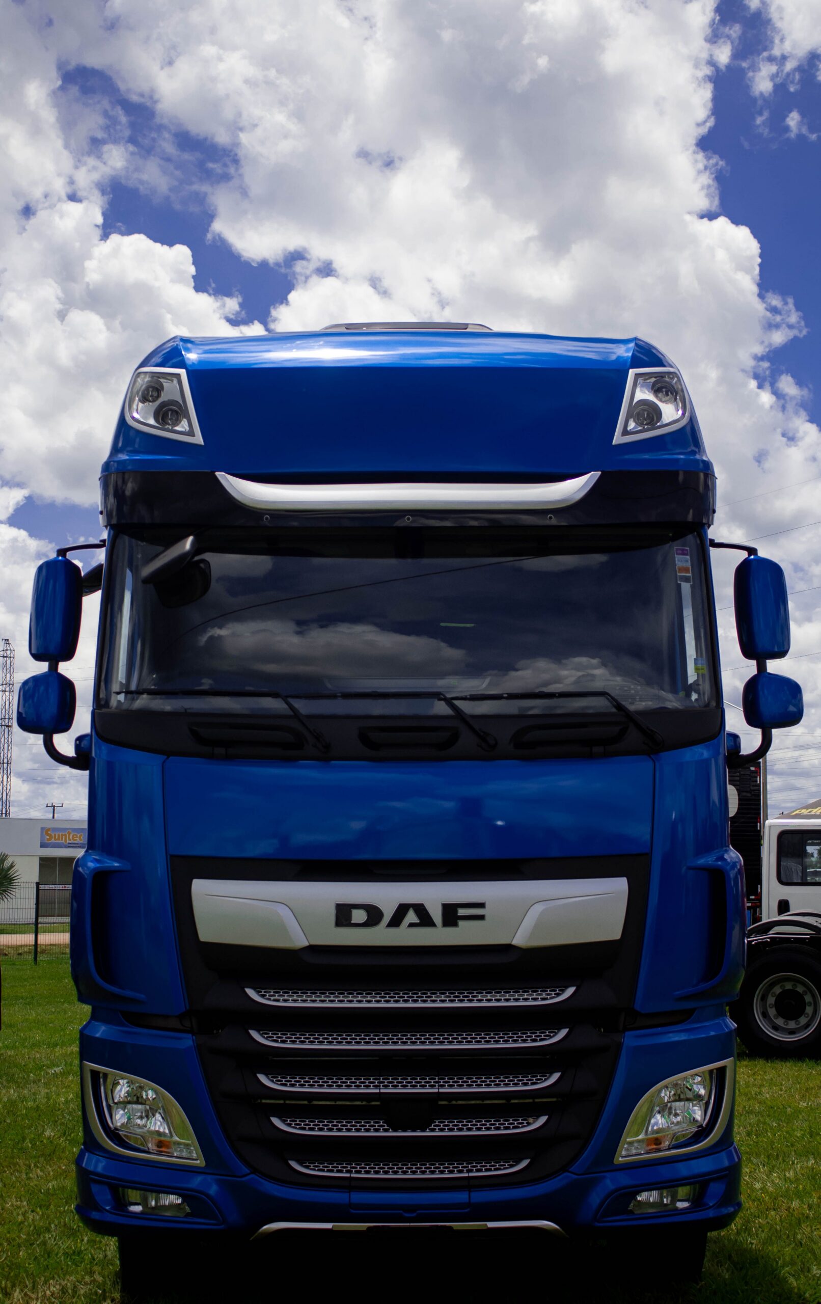 Blue trucking tractor cab